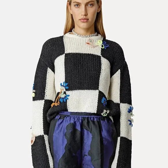 Forte Forte ! Stockist | Le Grand Damier Embroidered Sweater( II/ M) - Picture 4 of 12